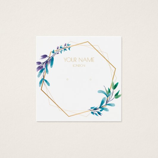 幾何学的金ゴールドフラワーリースイヤリング表示カード (正面)