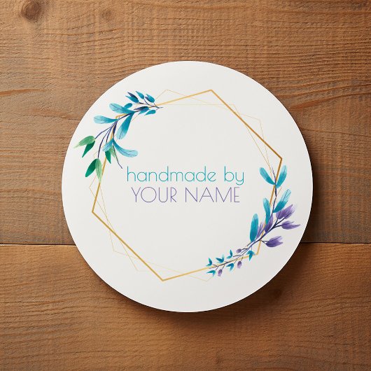 幾何学的金ゴールドフラワーリース「手作り」 ラウンドシール
