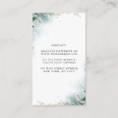 幾何学的金ゴールドフレームと白い牡丹の緑 名刺 (裏面)