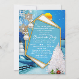 幾何学的金ゴールドフレームバチェロレッテ 招待状