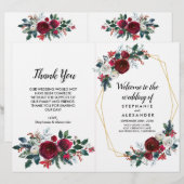 幾何学的金ゴールドフレームバーガンディ冬の花 (正面/裏面)