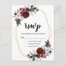 幾何学的金ゴールドフレームバーガンディ冬の花