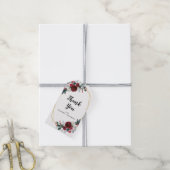 幾何学的金ゴールドフレームバーガンディ冬の花 ギフトタグ (より糸付き)