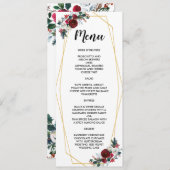 幾何学的金ゴールドフレームバーガンディ冬の花 メニュー (正面/裏面)