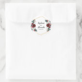 幾何学的金ゴールドフレームバーガンディ冬の花 ラウンドシール (バッグ)