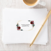 幾何学的金ゴールドフレームバーガンディ冬の花 ラベル (インサイチュ)