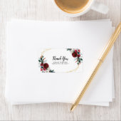 幾何学的金ゴールドフレームバーガンディ冬の花 ラベル (インサイチュ)