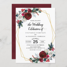 幾何学的金ゴールドフレームバーガンディ冬の花