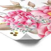 幾何学的金ゴールドフレームピンクフローラの卒業 ポスター (角)