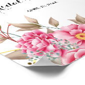 幾何学的金ゴールドフレームピンクフローラブライダルシャワー ポスター (角)