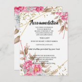 幾何学的金ゴールドフレームピンクフローラ宿泊施設 案内ポストカード (正面/裏面)