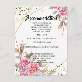 幾何学的金ゴールドフレームピンクフローラ宿泊施設 案内ポストカード
