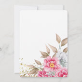 幾何学的金ゴールドフレームピンクフローラ確認 招待状 (裏面)