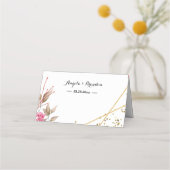 幾何学的金ゴールドフレームピンクフローラ プレイスカード (裏面)