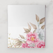 幾何学的金ゴールドフレームピンクフローラ プレイスカード (内部開封)