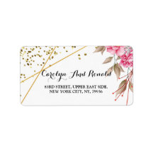 幾何学的金ゴールドフレームピンクフローラ