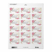 幾何学的金ゴールドフレームピンクフローラ ラベル (フルシート)