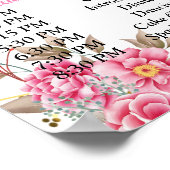 幾何学的金ゴールドフレームピンク花序列イベントP ポスター (角)