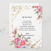 幾何学的金ゴールドフレームピンクFlが私の花嫁になる 招待状 (正面/裏面)