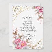 幾何学的金ゴールドフレームピンクFlが私の花嫁になる 招待状 (正面)