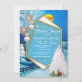 幾何学的金ゴールドフレームブライダルシャワー 招待状 (正面)