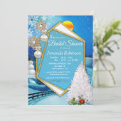 幾何学的金ゴールドフレームブライダルシャワー 招待状 (スタンド正面)