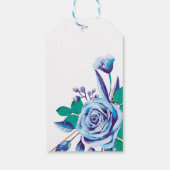 幾何学的金ゴールドフレームブルーフローラブライダルシャワー ギフトタグ (裏面)