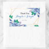 幾何学的金ゴールドフレームブルーフローララウンドステッカー 長方形シール (バッグ)