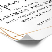 幾何学的金ゴールドフレームユーカリ開いたバー標識 ポスター (角)