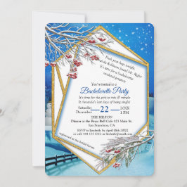 幾何学的金ゴールドフレーム冬バチェロレッテ 招待状