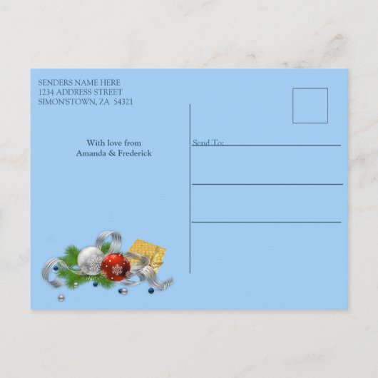 幾何学的金ゴールドフレーム感謝祭 インビテーションポストカード (裏面)