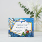 幾何学的金ゴールドフレーム感謝祭 インビテーションポストカード (スタンド正面)