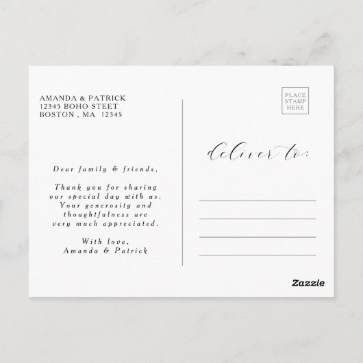 幾何学的金ゴールドフレーム赤面ピンクフローラありがとう ポストカード (裏面)