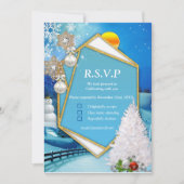 幾何学的金ゴールドフレームRSVPカード 招待状 (正面)