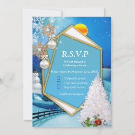 幾何学的金ゴールドフレームRSVPカード 招待状