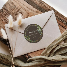 幾何学的金ゴールドブラウンサンキュー結婚式の引き出物 ラウンドシール