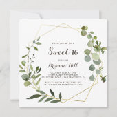 幾何学的金ゴールドブラウンスウィート16誕生日パーティー 招待状 (正面)