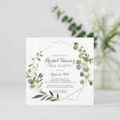 幾何学的金ゴールドブラウンブライダルシャワー茶パーティー 招待状 (スタンド正面)