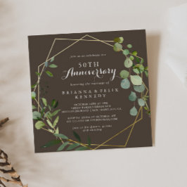 幾何学的金ゴールドブラウン結婚50周年 招待状