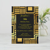幾何学的金ゴールドブラック50th誕生日パーティー2 招待状 (スタンド正面)