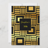 幾何学的金ゴールドブラック50th誕生日パーティー2 招待状 (裏面)