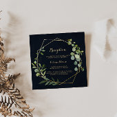 幾何学的金ゴールドブルーグリーンウェディングレセプション エンクロージャーカード