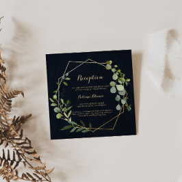 幾何学的金ゴールドブルーグリーンウェディングレセプション エンクロージャーカード