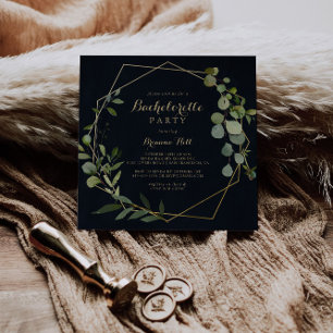 幾何学的金ゴールドブルーグリーンバチェロレッテ 招待状