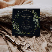 幾何学的金ゴールドブルーグリーンバチェロレッテ 招待状