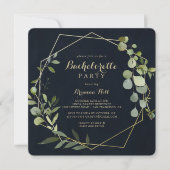 幾何学的金ゴールドブルーグリーンバチェロレッテ 招待状 (正面)