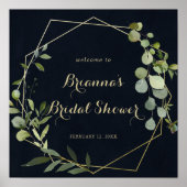 幾何学的金ゴールドブルーグリーンブライダルシャワーへようこそ ポスター (正面)