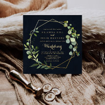 幾何学的金ゴールドブルーグリーン前面結婚と背面