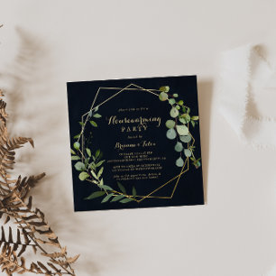 幾何学的金ゴールドブルーグリーン引っ越し祝いパーティーパーティー 招待状