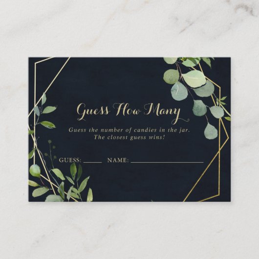 幾何学的金ゴールドブルーグリーン推測ゲームのカード数 名刺 (正面)